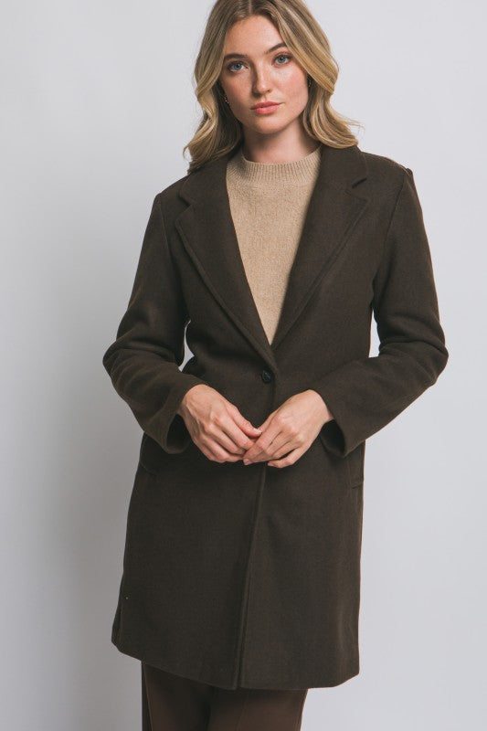 Espresso Single Breasted Coat